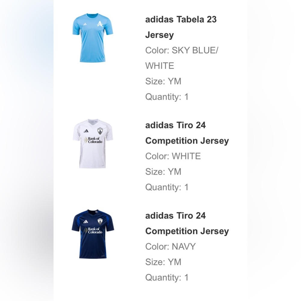 Arsenal soccer jerseys, set of 3 for youth Med 24-26 season